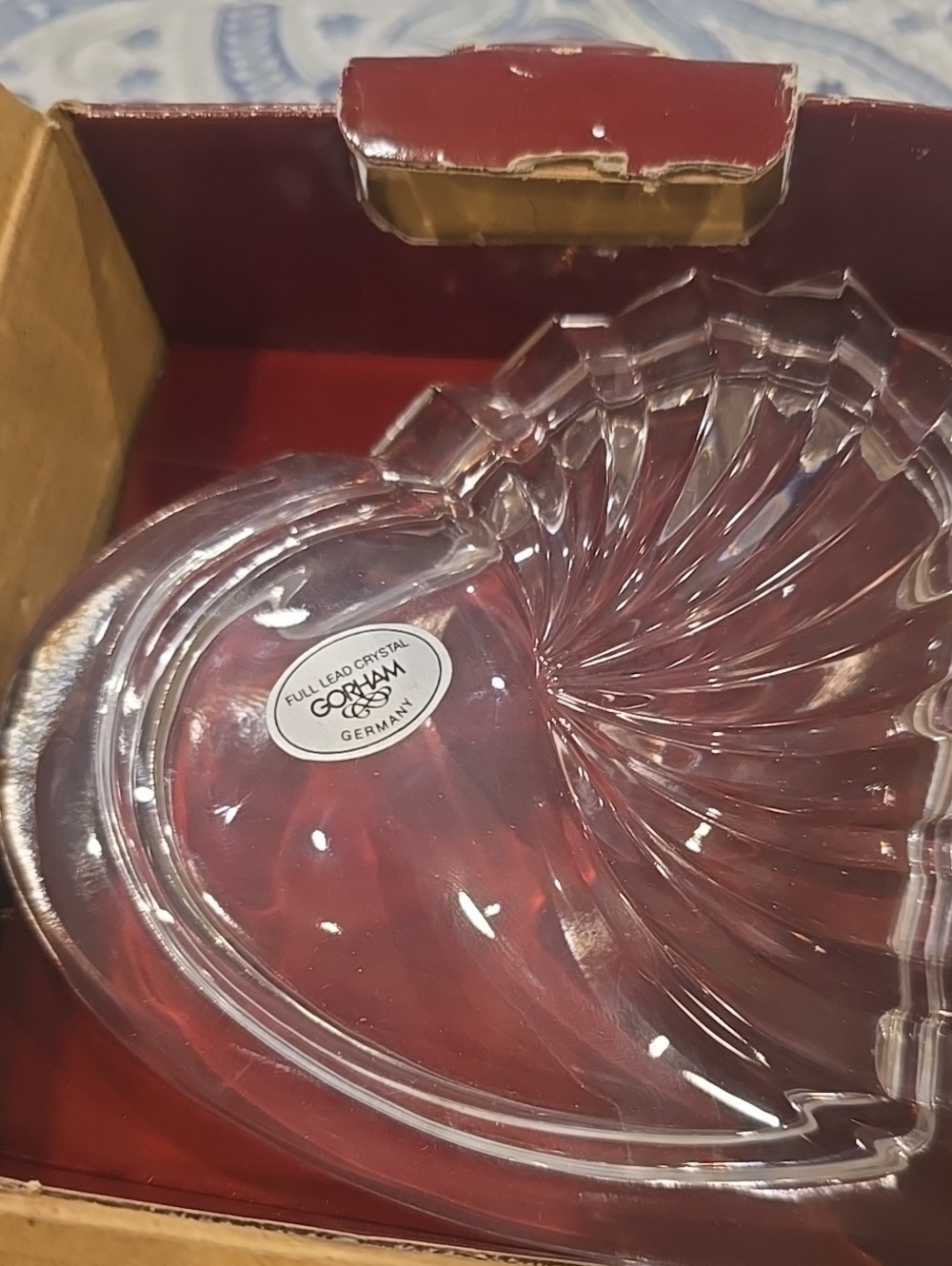 ❤️3/$60 New Vintage Gorham Full Lead Crystal Decorative Dish - Clear